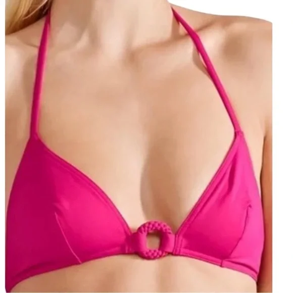 NWT ERES “Compact Stud” Full Cup Triangle Bikini Top Braided Circle Pink Size 14 - Picture 16 of 16